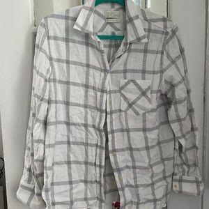 JCrew white and gray Flannel